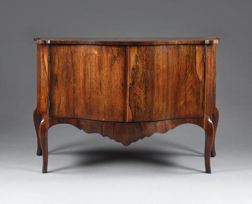 Serpentine Fronted Rosewood Side Cabinet Commode 