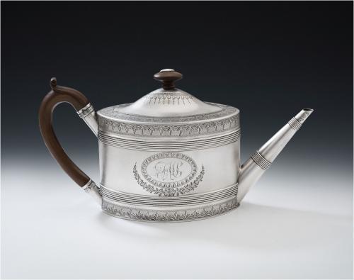 George III Antique Sterling Silver Teapot made in London in 1787 by Benjamin Mountigue