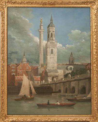 London Bridge and the Monument from the South West by Joseph Farington RA (1747-1821)