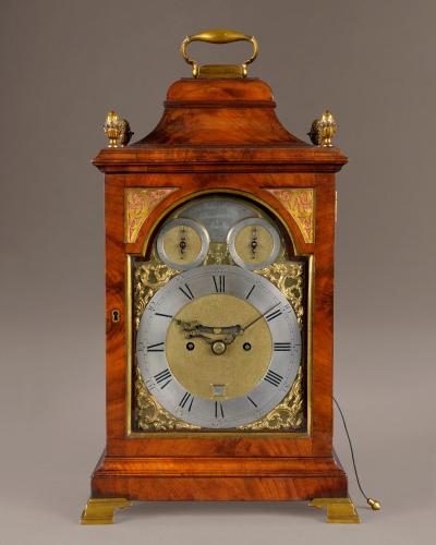 George III period mahogany bell top bracket clock.