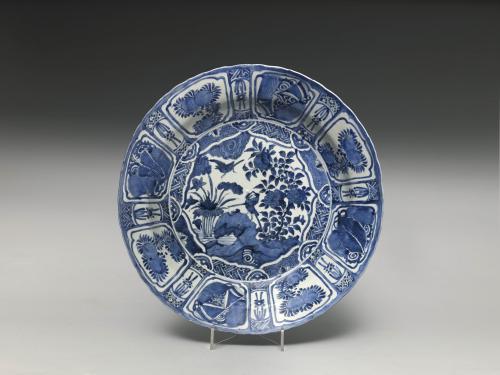 A Large Japanese Blue and White 'Kraak' Style Porcelain Charger, Arita, Edo Period