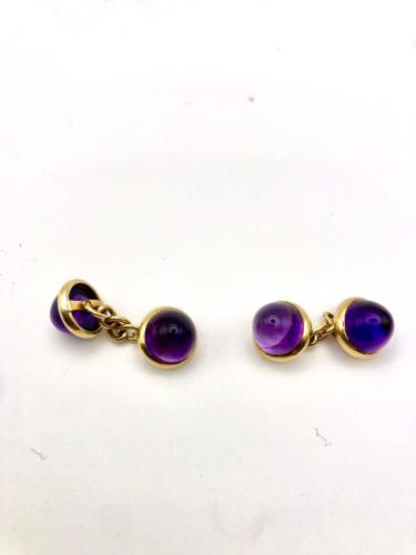 Vintage Cufflinks with Amethysts set in 18ct Gold