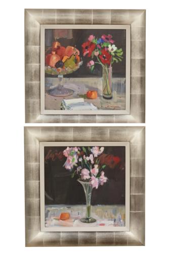 John Cunningham "Anemones & Fruit" & "Still Life of Carnations"