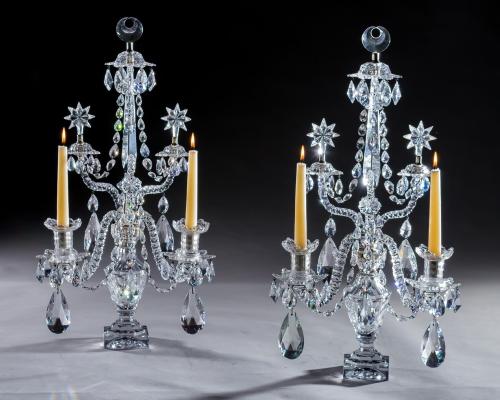 A Pair of George III Cut Glass Candelabra by William Parker