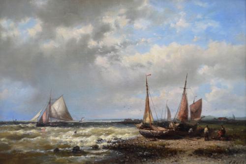 Abraham Hulk Snr | Fishing Boats off the Dutch Coast | oil on canvas